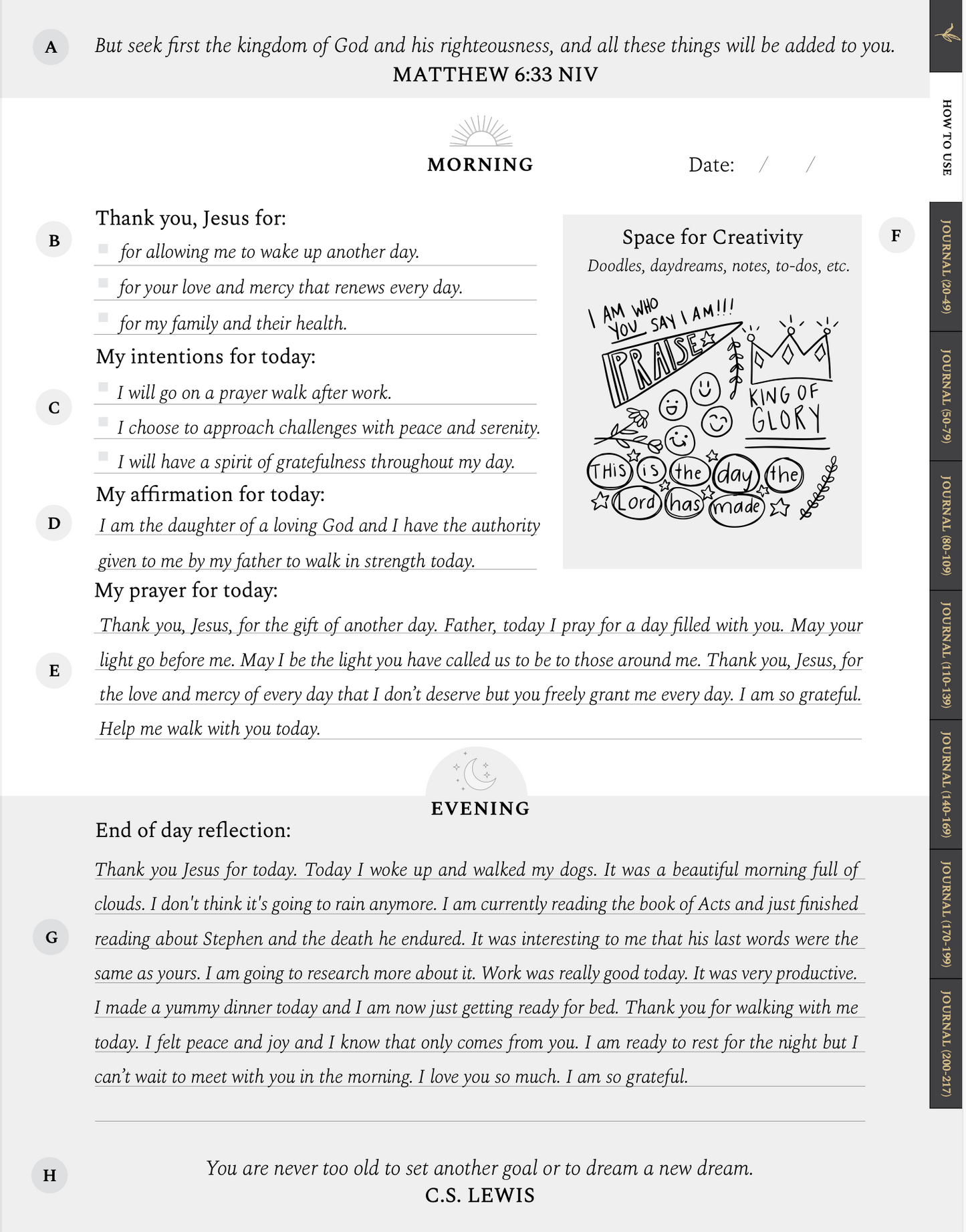 Found Rest Talking to Jesus digital Christian prayer journal full outline displayed.