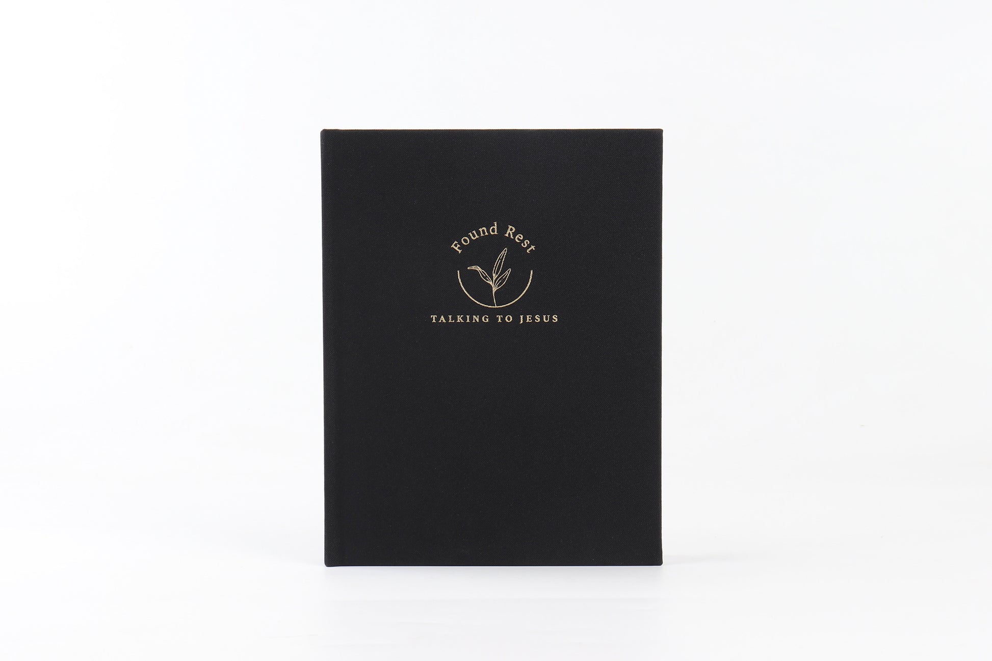A black journal with the title 'Found Rest' printed in gold lettering on the cover.