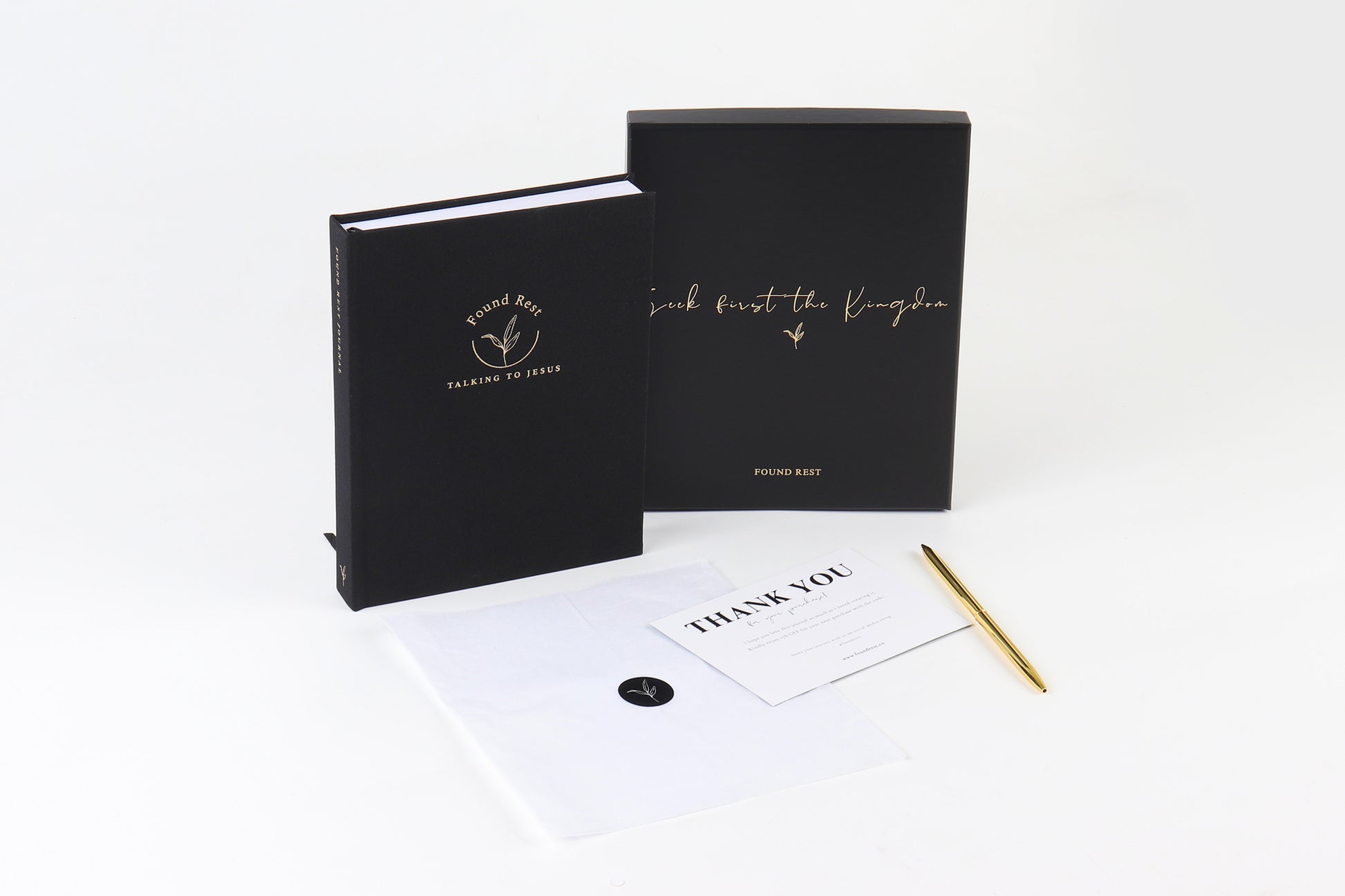 Found Rest Talking to Jesus Christian prayer journal with Box an God Pen