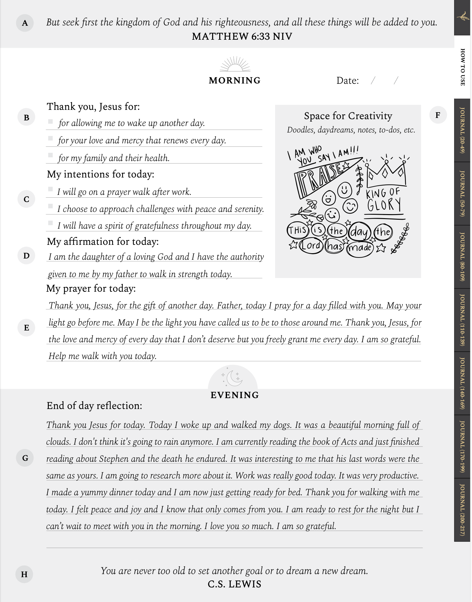 Found Rest Talking to Jesus digital Christian prayer journal full outline displayed.